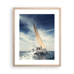 Plakat i ramme af lyst egetræ - De kan ikke indhente os! - 40x50 cm