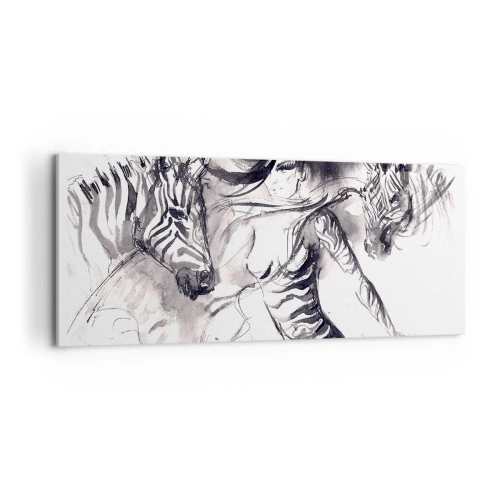 Lærredstryk - Billede på lærred - Danser med zebraer - 100x40 cm