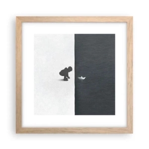 Plakat i ramme af lyst egetræ - Stor ekspedition - 30x30 cm