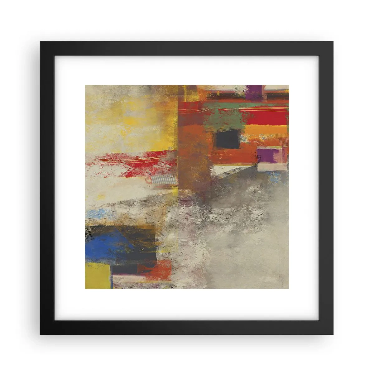 Plakat i sort ramme - Geometri af farver - 30x30 cm