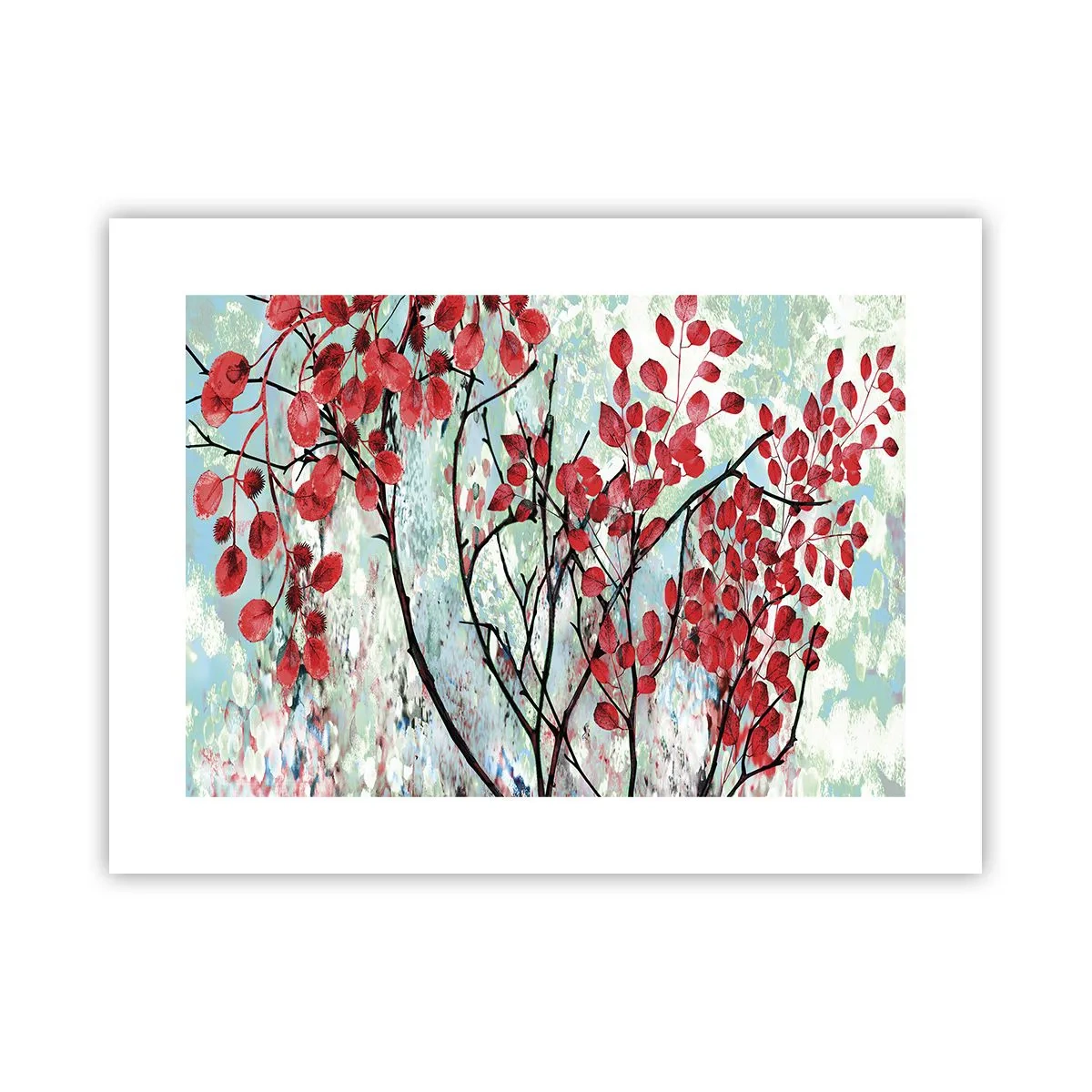 Plakat - Træ i skarlagenrødt - 40x30 cm