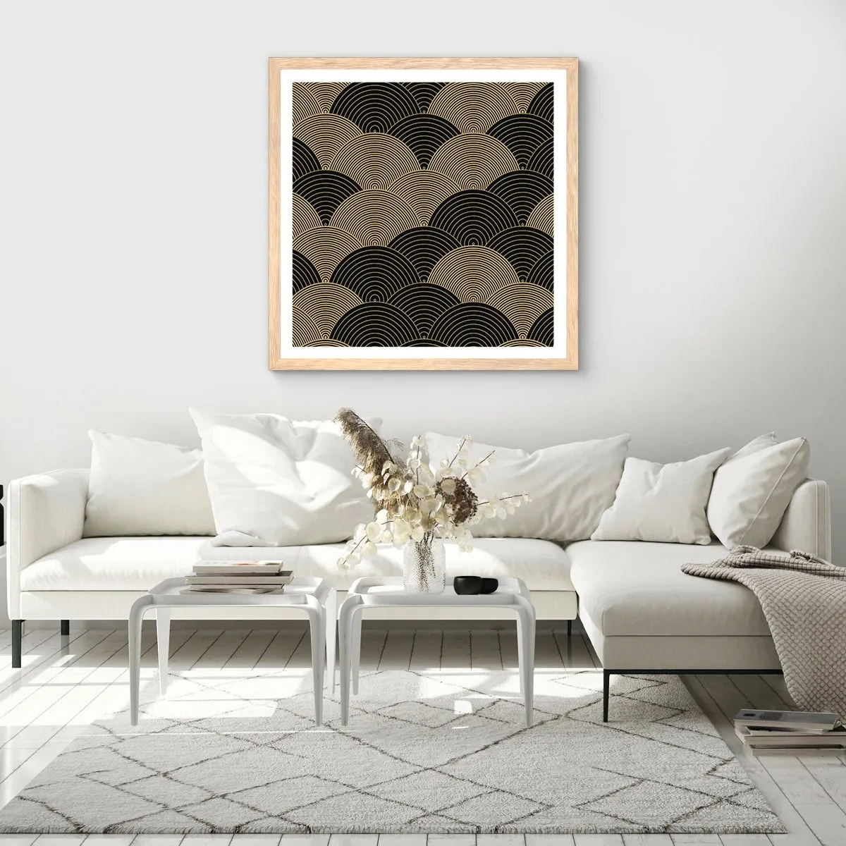 Plakat i ramme af lyst egetræ - Enhed i mangfoldighed - 40x40 cm