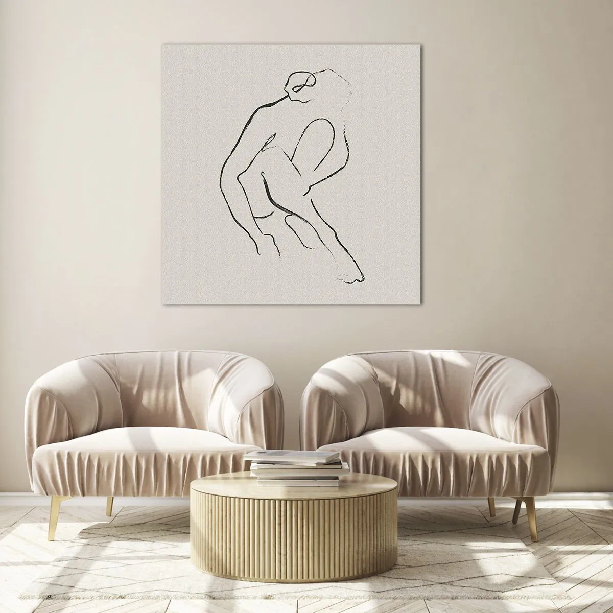 Billede på glas - Intim skitse - 60x60 cm