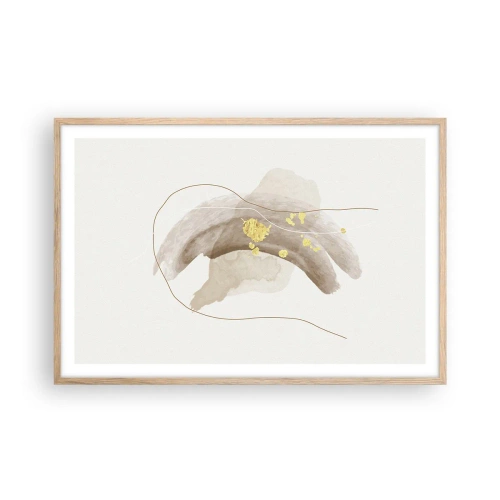 Plakat i ramme af lyst egetræ - Mødt i rummet - 91x61 cm