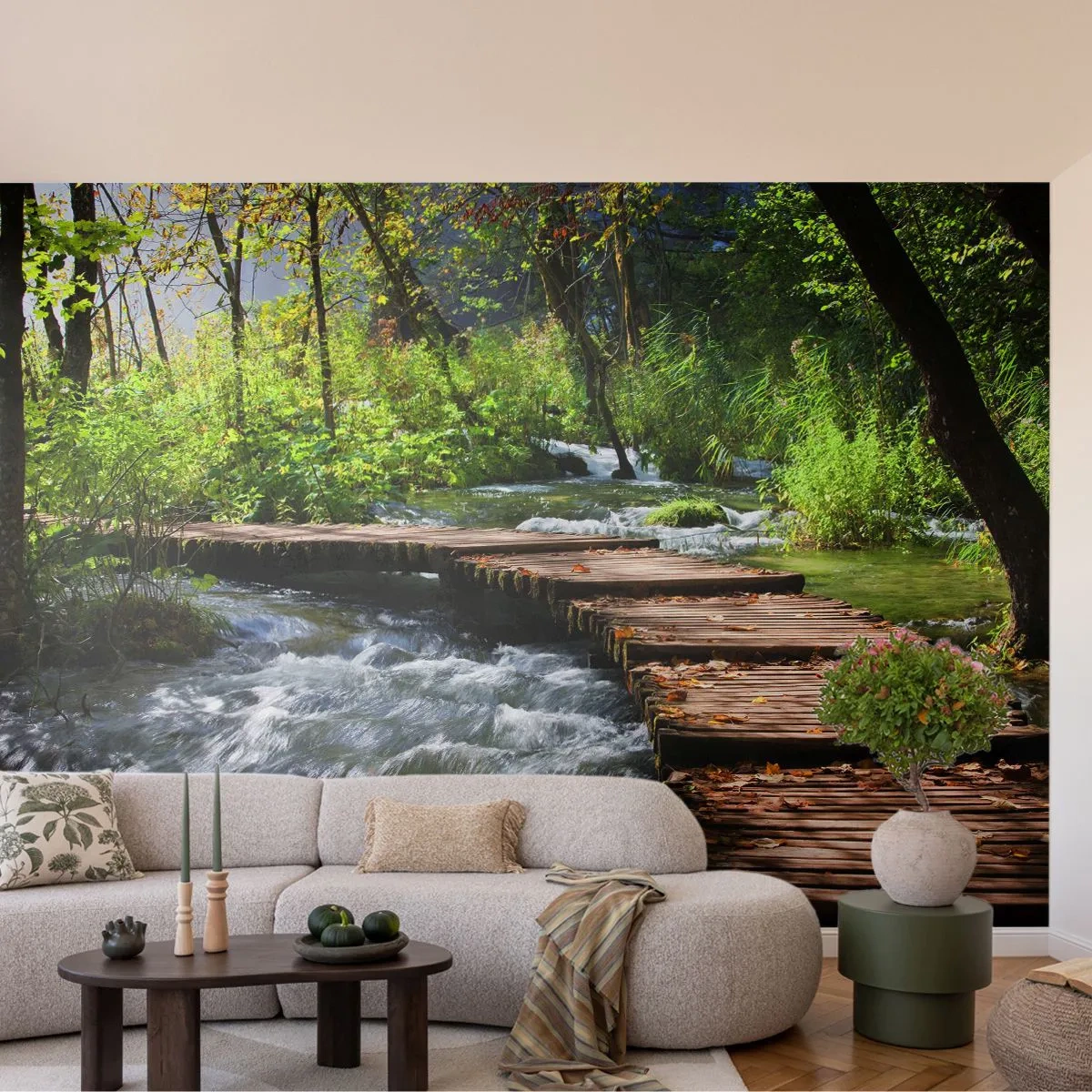 Fototapet Standard Eco - Over en skummende kaskade - Landskab, Kroatien, Natur - 400x280 cm