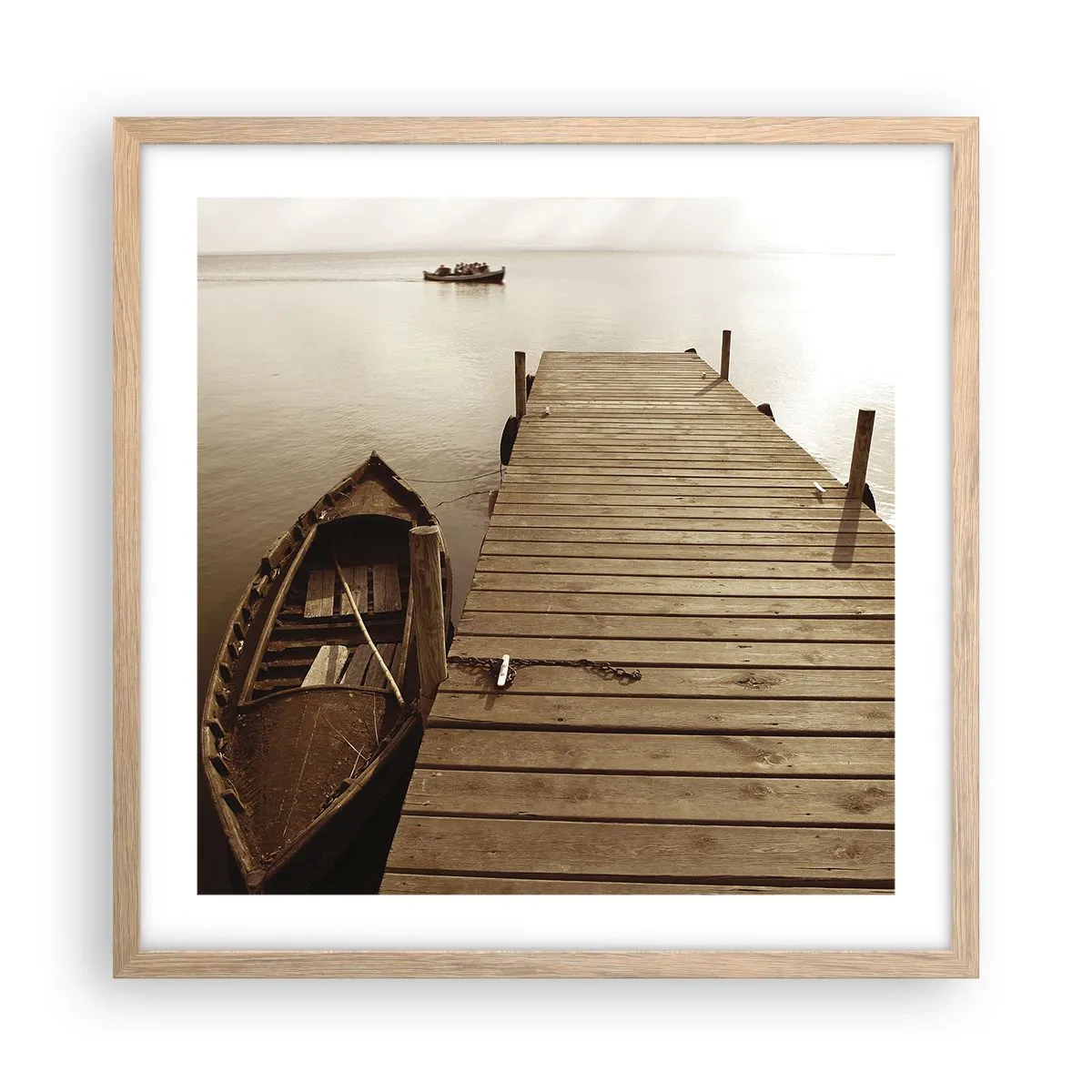 Plakat i ramme af lyst egetræ - Stor fred - 50x50 cm