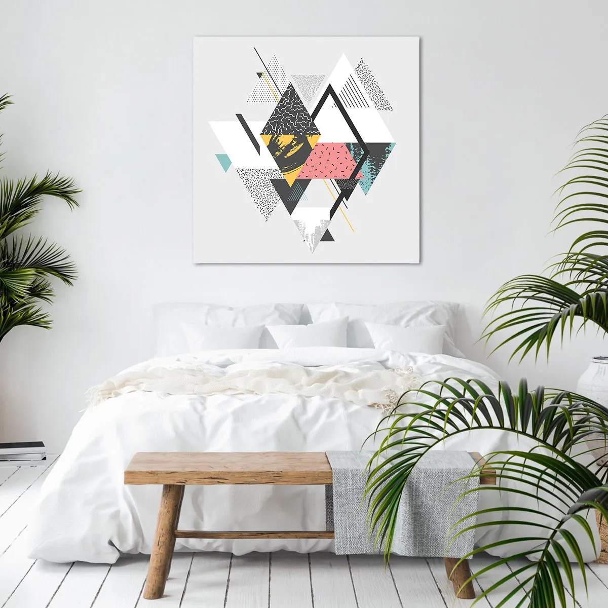 Lærredstryk - Billede på lærred - Variation af trekanter og rhomber - 30x30 cm