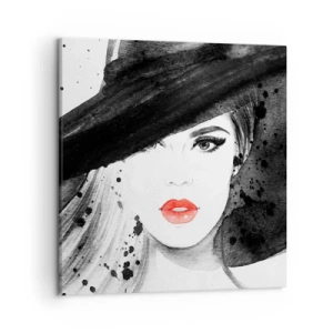 Lærredstryk - Billede på lærred - Dame i sort - 50x50 cm