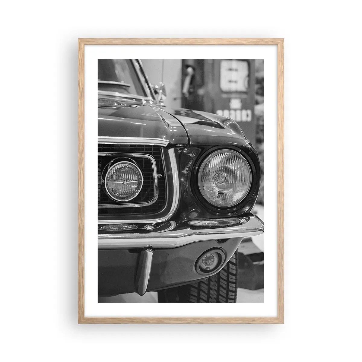 Plakat i ramme af lyst egetræ - Hård kørsel - 50x70 cm