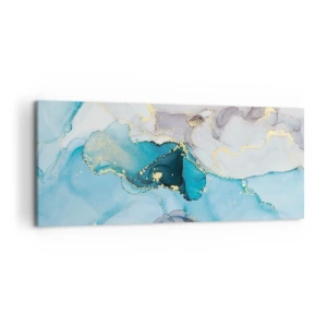 Lærredstryk - Billede på lærred - En undersøgelse af mødet mellem grå og turkis - 120x50 cm