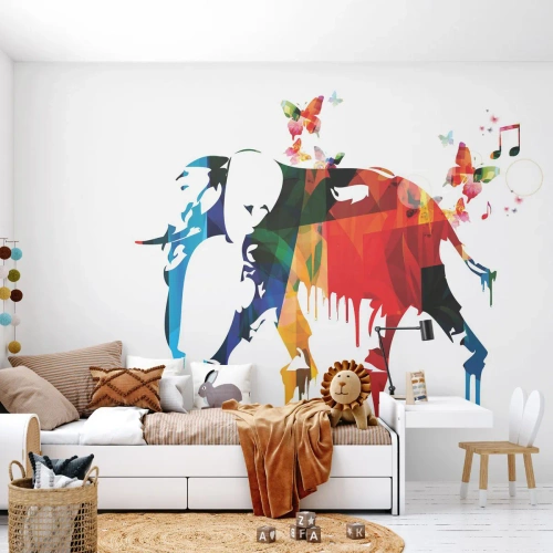 Fototapet Standard Eco - Alle kan danse - Abstraktion, Elefant, Sommerfugl - 200x140 cm