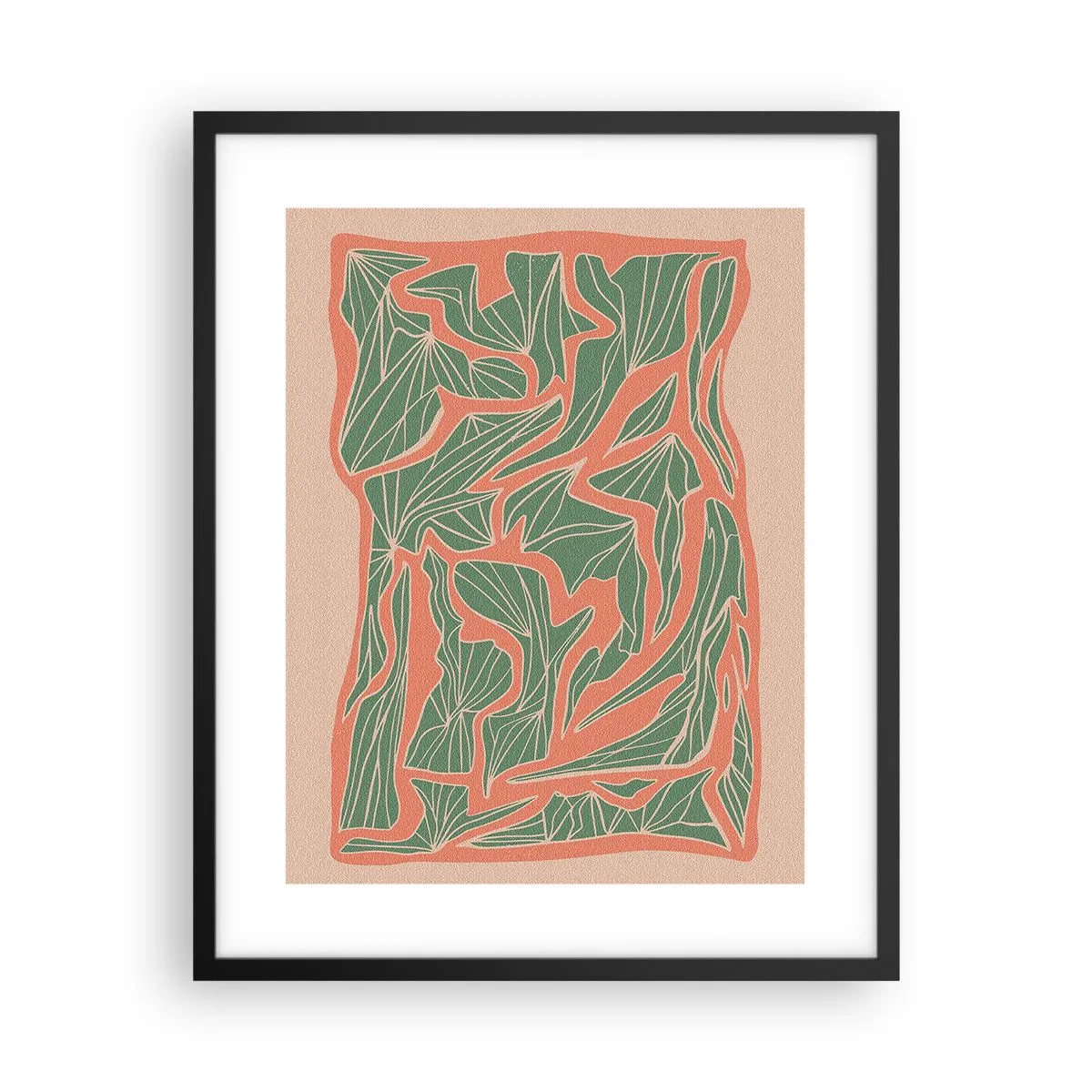 Plakat i sort ramme - En kamp mellem koral og grøn - 40x50 cm
