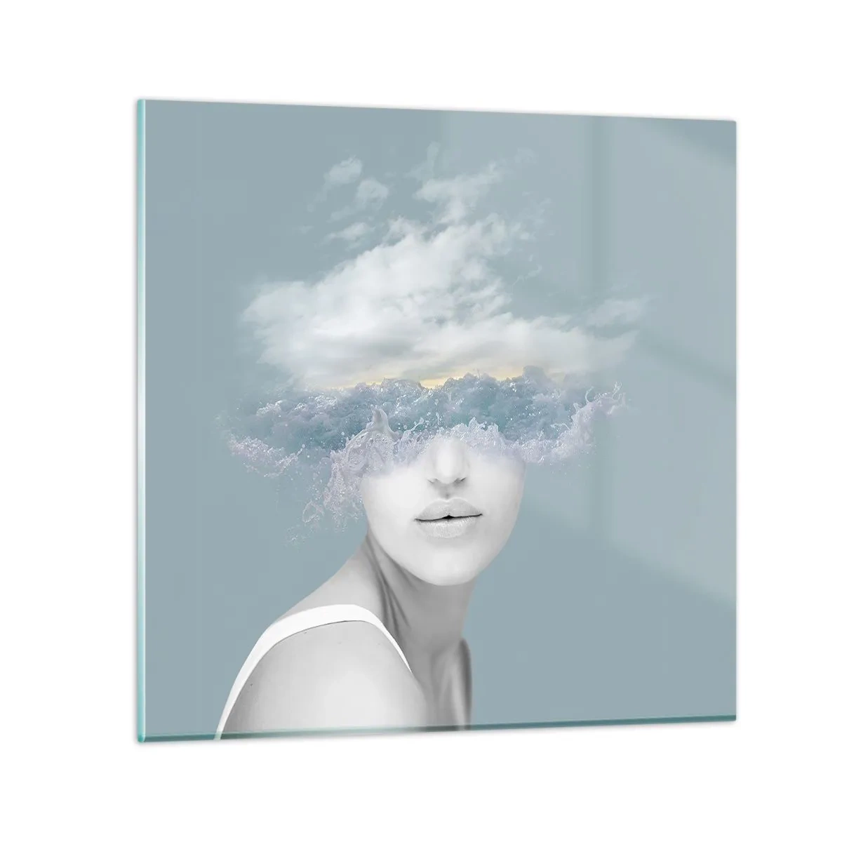 Billede på glas - Med hovedet i skyerne - 40x40 cm
