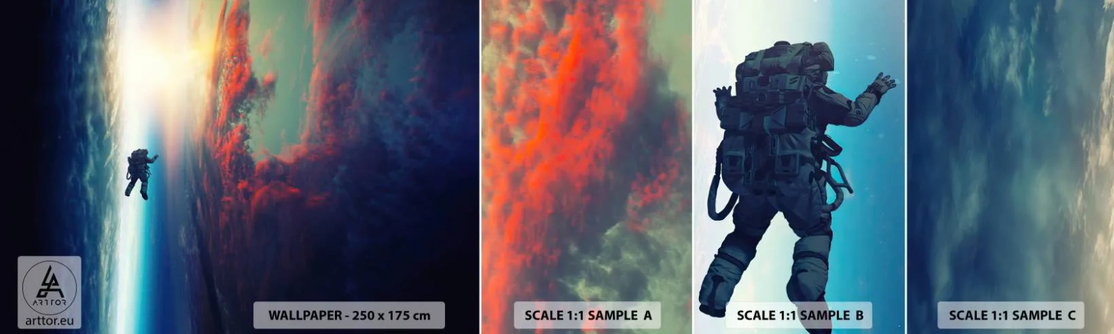 Fototapet Prøve Standard Eco - Over for universet - Abstraktion, Astronaut, Kosmos - 100x30 cm