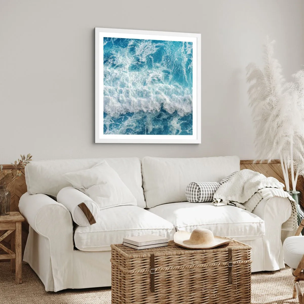 Plakat i hvid ramme - Glædeligt og i spring - 40x40 cm