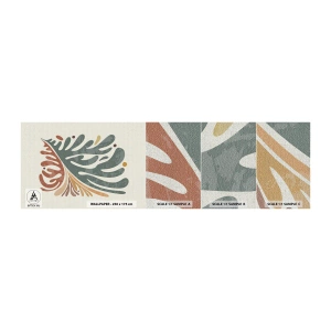 Prøve Fototapet Premium Canvas - Flerfarvet blad - Boho, Minimalisme, Stykke - 100x30 cm