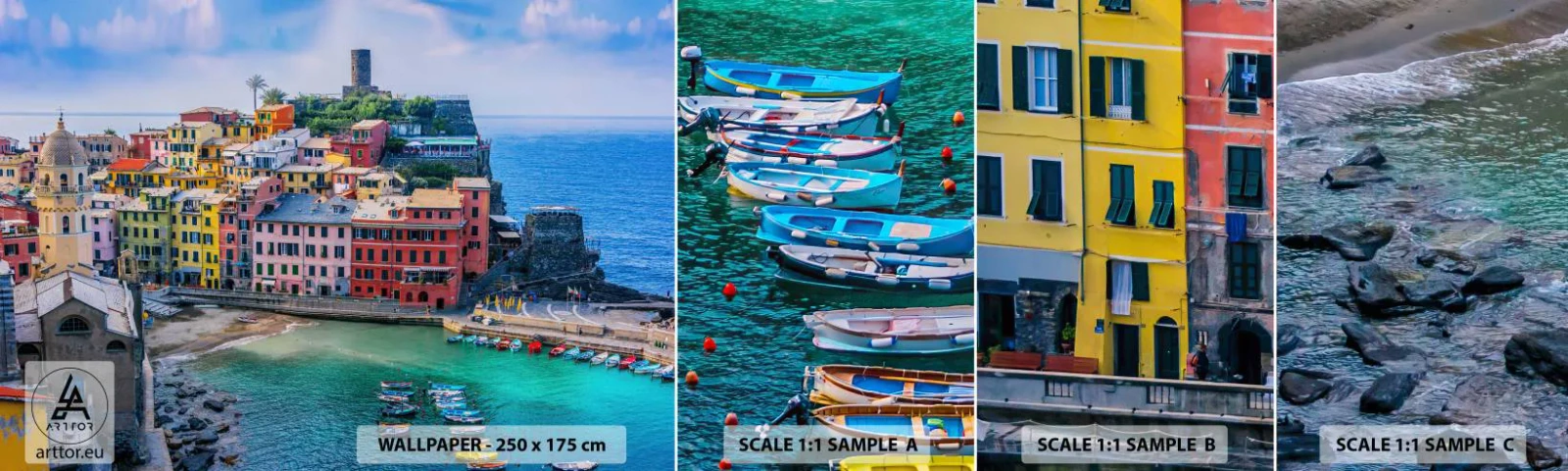 Fototapet Prøve Standard Eco - Middelhavets magiske by - Ligurien, By, Italien - 100x30 cm