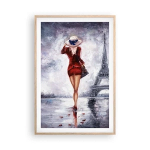 Plakat i ramme af lyst egetræ - Parisiske symboler - 61x91 cm