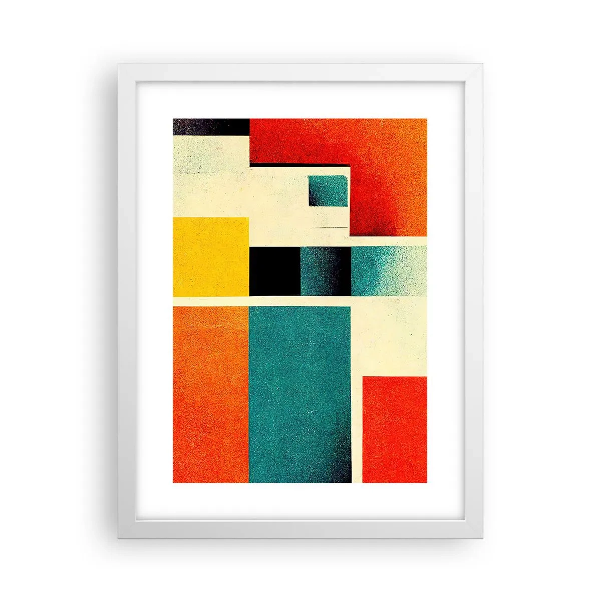 Plakat i hvid ramme - Geometrisk abstraktion - god energi - 30x40 cm