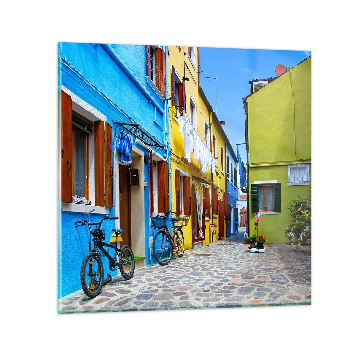 Billede på glas - Pastel, sød gyde - 60x60 cm