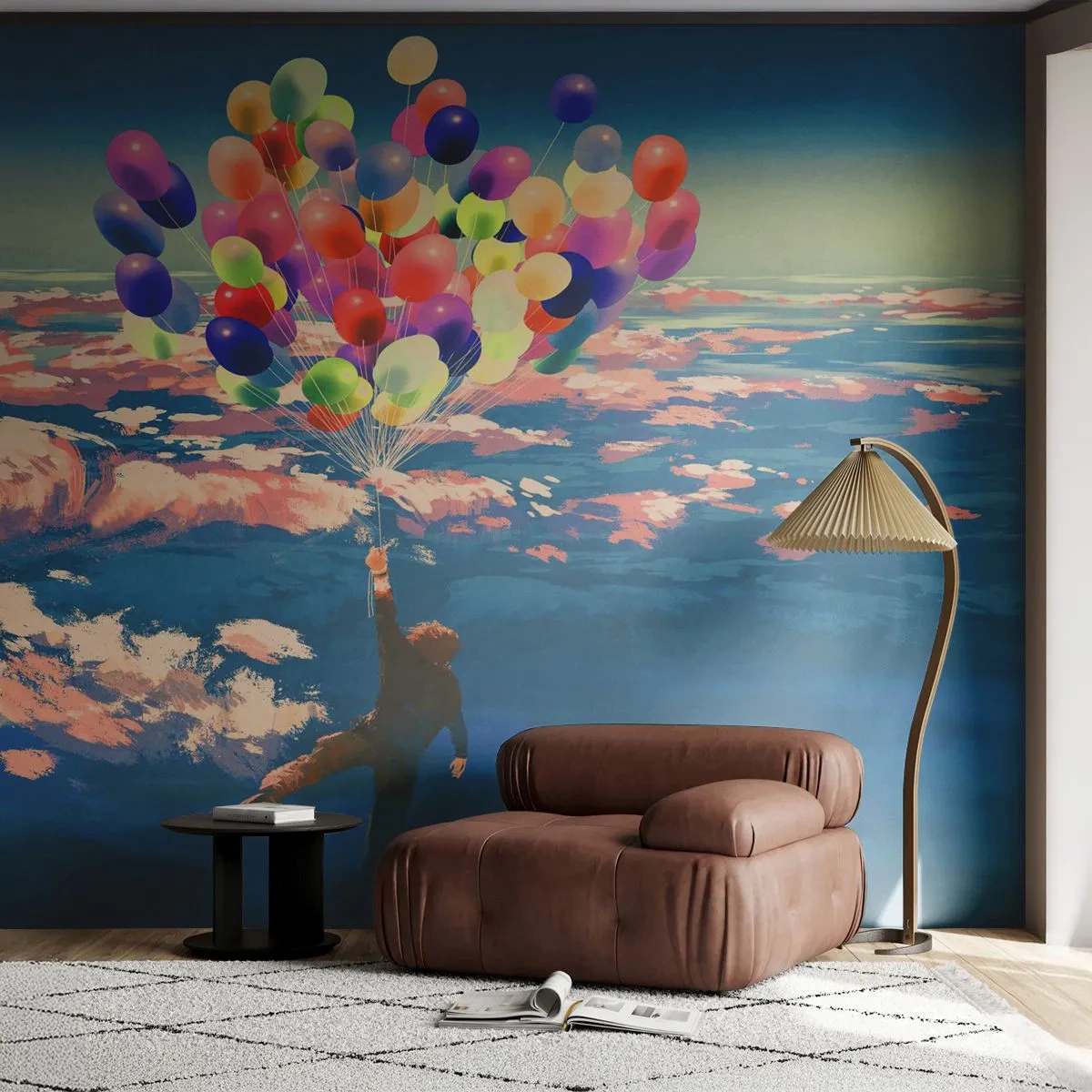 Fototapet Premium Sand - En barndomsdrøm, der går i opfyldelse - For børn, Farverige balloner, Abstraktion - 250x175 cm