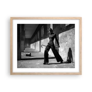Plakat i ramme af lyst egetræ -  Byens elegance - 50x40 cm