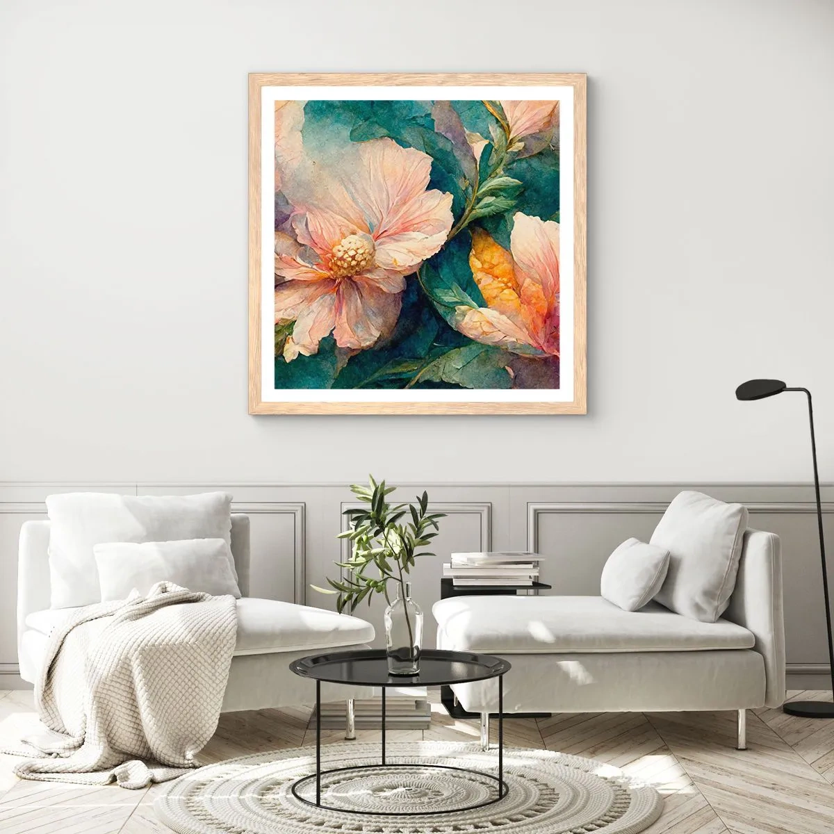 Plakat i ramme af lyst egetræ - Subtiliteten selv - 60x60 cm