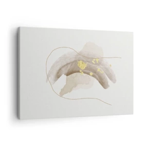 Lærredstryk - Billede på lærred - En abstrakt komposition i nuancer af beige og guld. - 70x50cm - Mødt i rummet - Moderne vægdekoration til stue og soveværelse ARTTOR