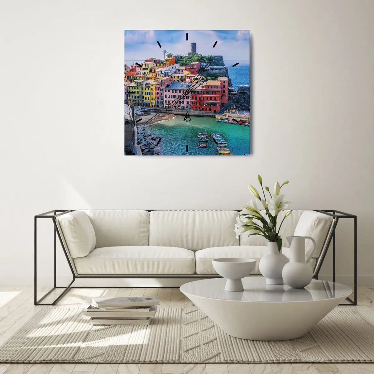 Vægur, Uret - Middelhavets magiske by - 30x30 cm