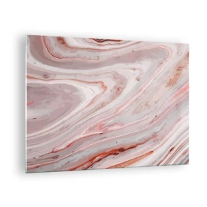 Billede på glas - Abstrakt mønster i nuancer af lyserød og brun - 70x50cm - Flydende lyserødt - Moderne vægdekoration til stue og soveværelse ARTTOR