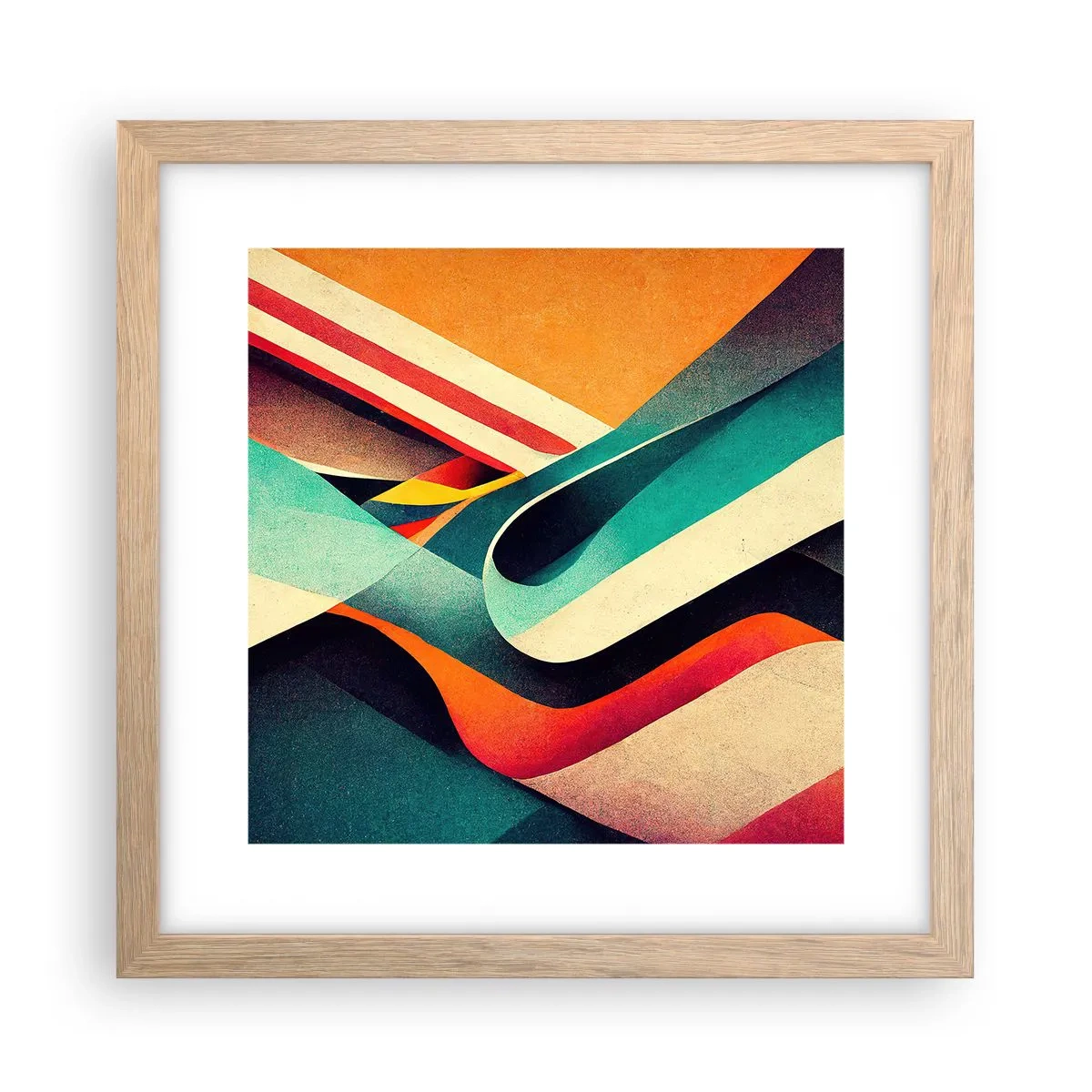 Plakat i ramme af lyst egetræ - Intens komposition - 30x30 cm