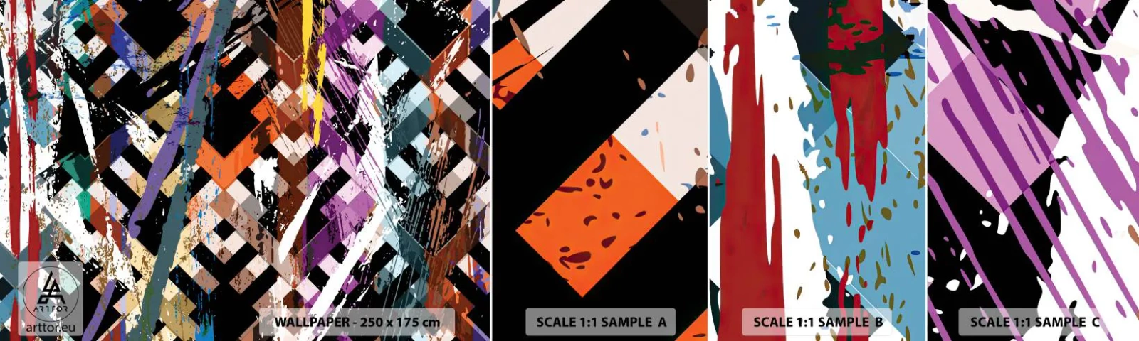 Prøve Fototapet Selvklæbende Deluxe Sticker - Kvadratisk - Abstraktion, Stykke, Moderne mønster - 100x30 cm