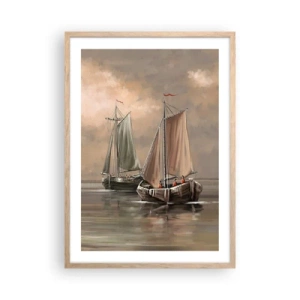 Plakat i ramme af lyst egetræ - Sømændenes tilbagevenden - 50x70 cm