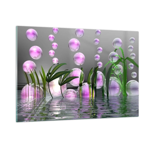 Billede på glas - En reflekterende komposition af lethed og liv - 120x80 cm