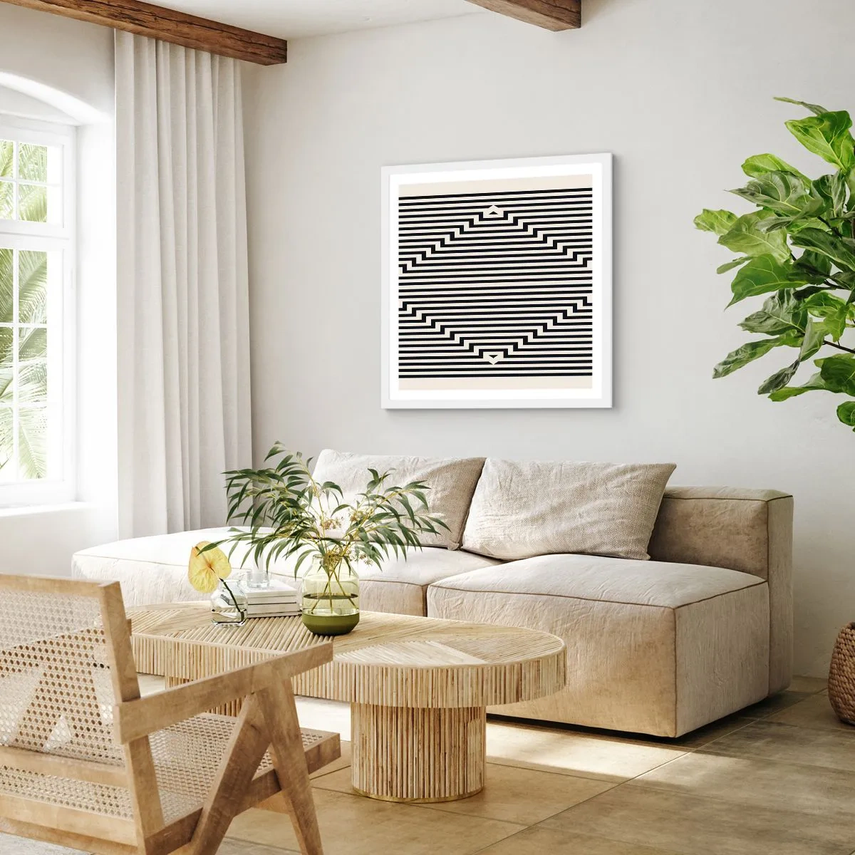 Plakat i hvid ramme - Geometrisk illusion - 40x40 cm