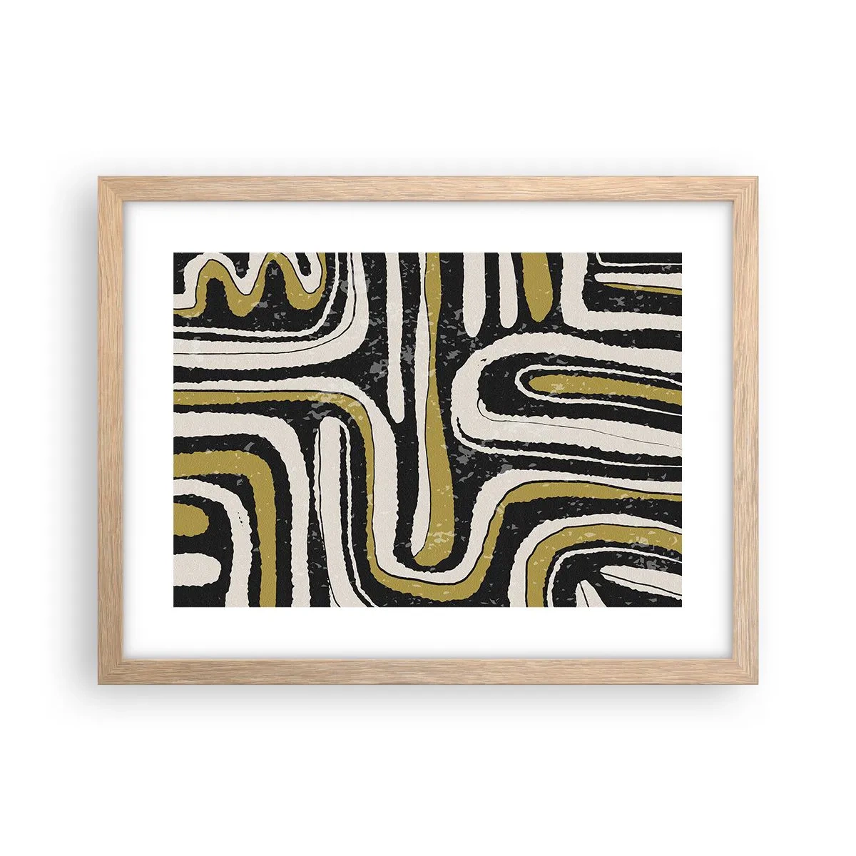 Plakat i ramme af lyst egetræ - Komposition: stier og gyder - 40x30 cm