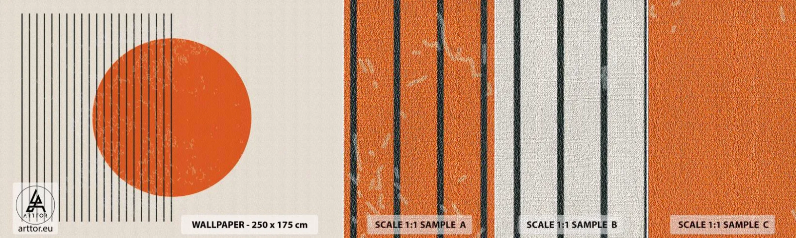 Prøve Fototapet Premium Canvas - Altid solen - Sol, Minimalistisk, Linjer - 100x30 cm