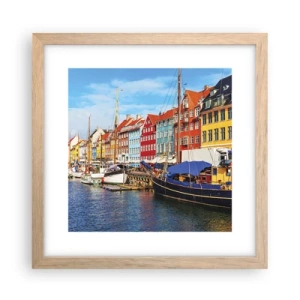 Plakat i ramme af lyst egetræ - Glædelig kaj - 30x30 cm