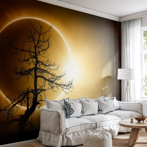 Fototapet Selvklæbende Deluxe Sticker - Total formørkelse - Formørkelse, Træ, Landskab - 300x210 cm