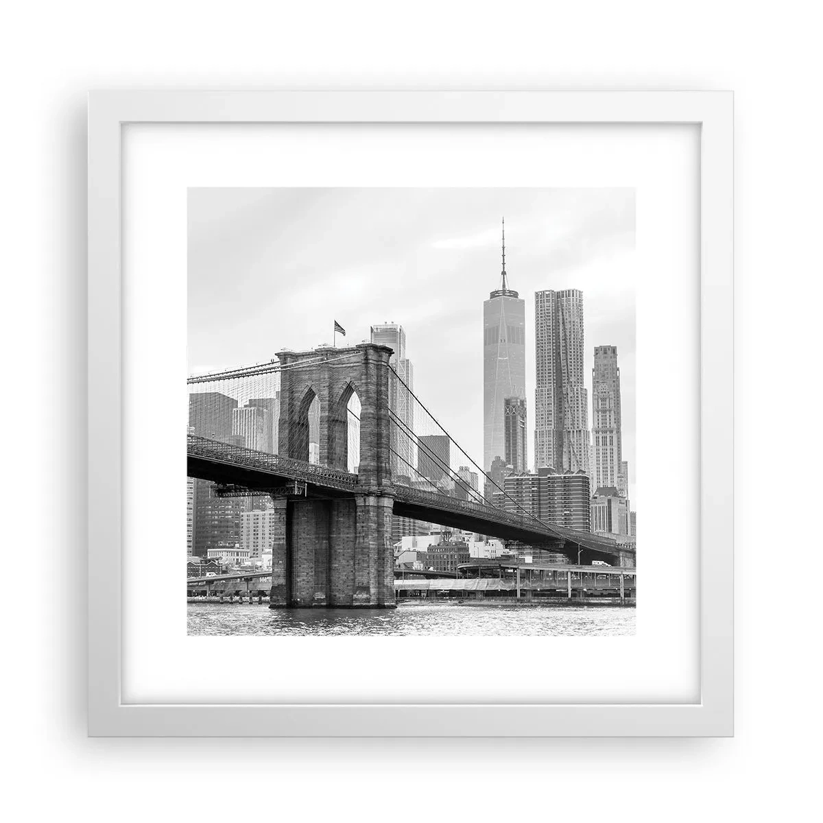 Plakat i hvid ramme - New York stemning - 30x30 cm