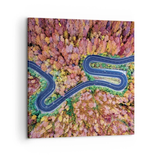 Lærredstryk - Billede på lærred - En snoet vej gennem skoven - 60x60 cm