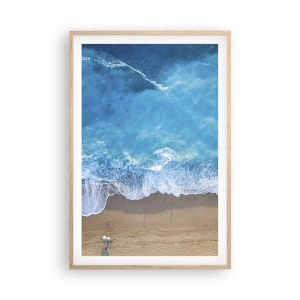 Plakat i ramme af lyst egetræ - Den blå kraft - 61x91 cm