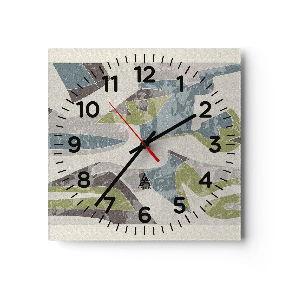 Vægur, Uret - Komposition bag glas - 40x40 cm