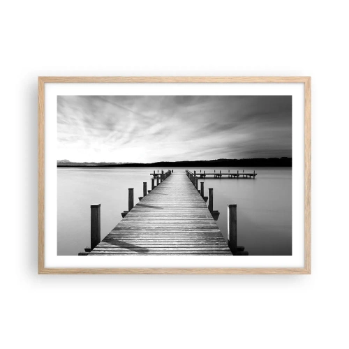 Plakat i ramme af lyst egetræ - På vandhullet - fred - 70x50 cm