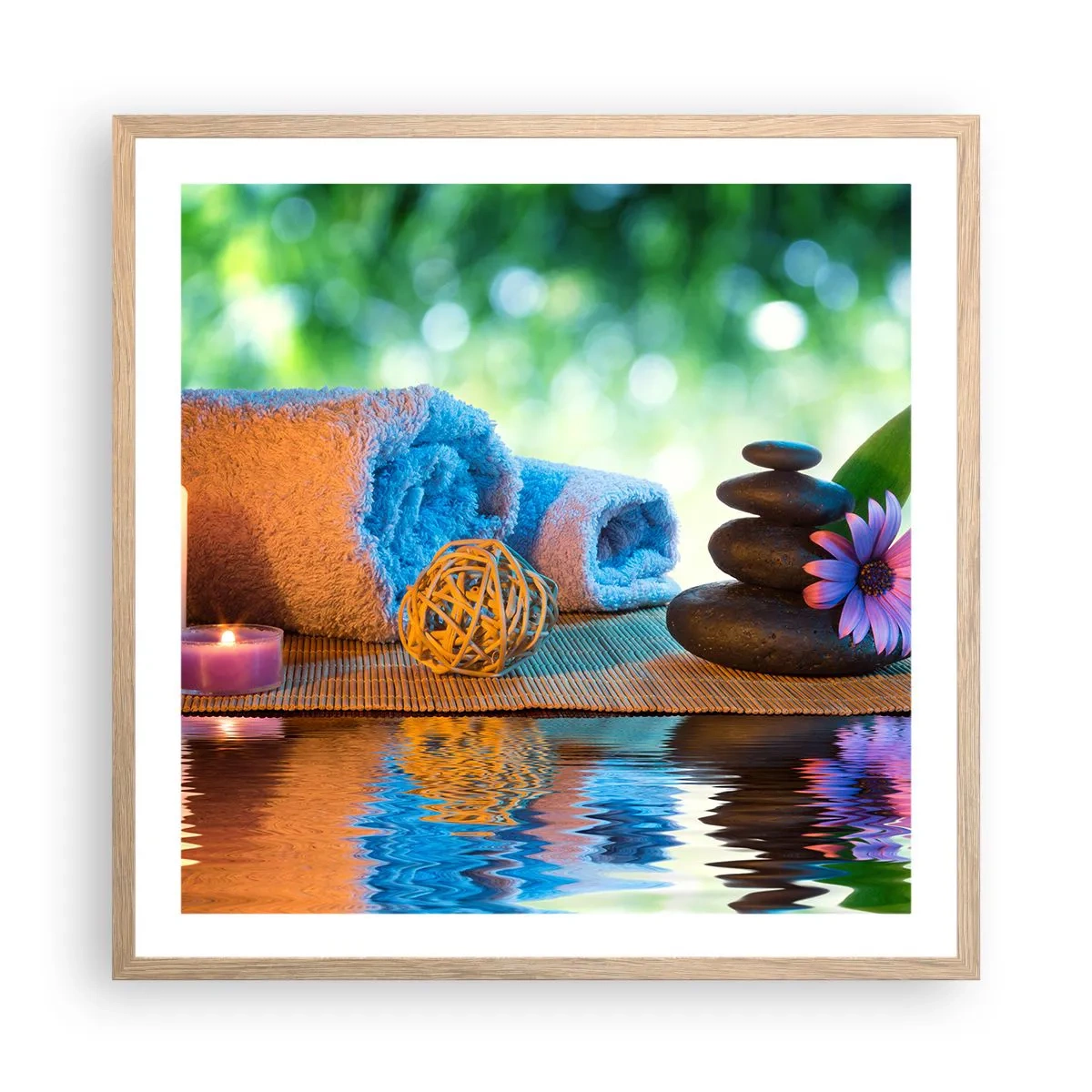 Plakat i ramme af lyst egetræ - Tid til kroppen - 60x60 cm