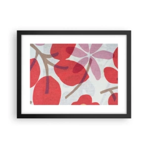 Plakat i sort ramme - Blomsterkomposition i pink - 40x30 cm