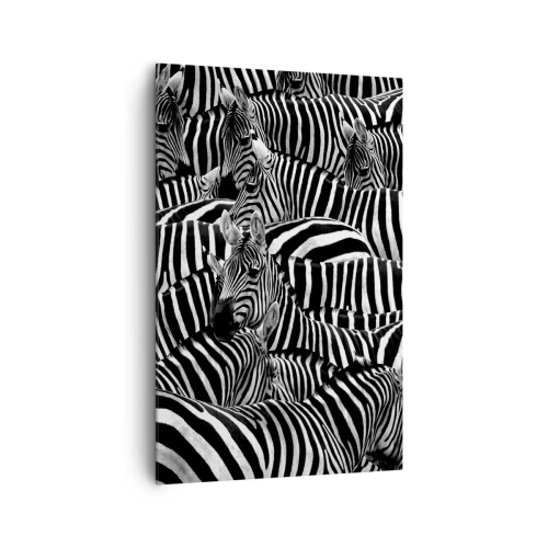 Lærredstryk - Billede på lærred - Stribet gruppeportræt - 80x120 cm