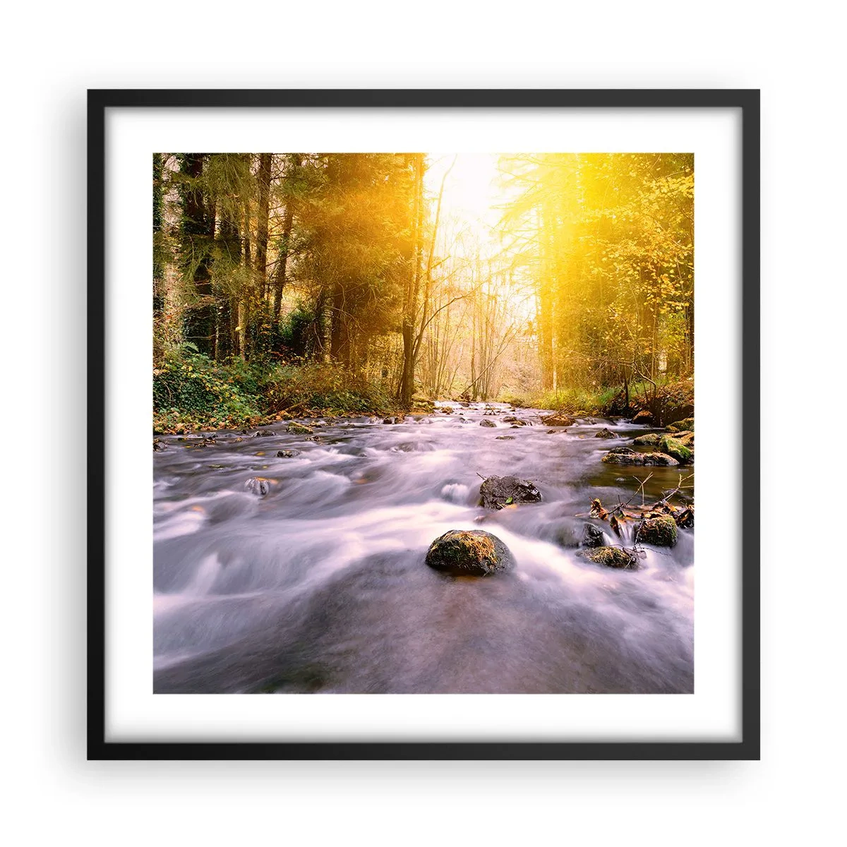 Plakat i sort ramme - Malachit i sølv- og guldfatning - 50x50 cm