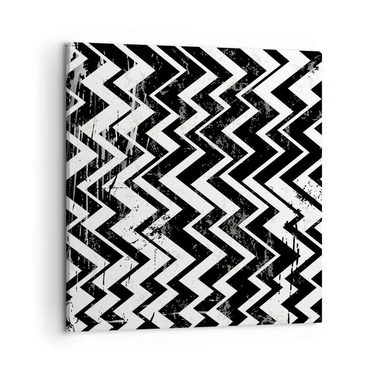 Lærredstryk - Billede på lærred - Zig-hvid, zag-sort - 50x50 cm