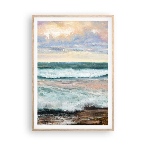 Plakat i ramme af lyst egetræ - Her vil du glatte din sjæl - 70x100 cm